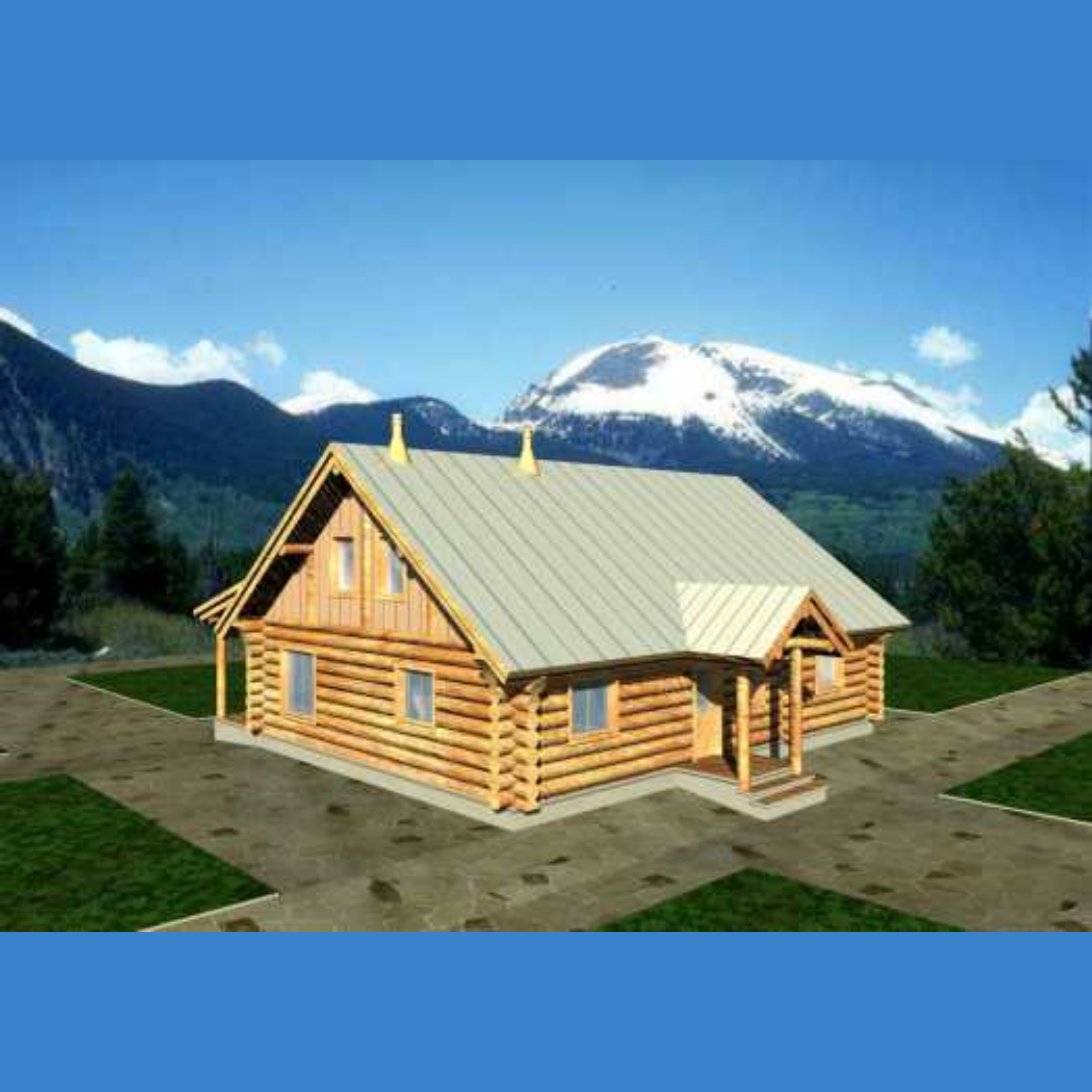 Lake Front Log Cabin Model - ELogHomes, image size:2380x2380